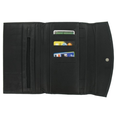 Porte-Monnaie Compagnon Noir en cuir Véritable Toril 190x120x15mm