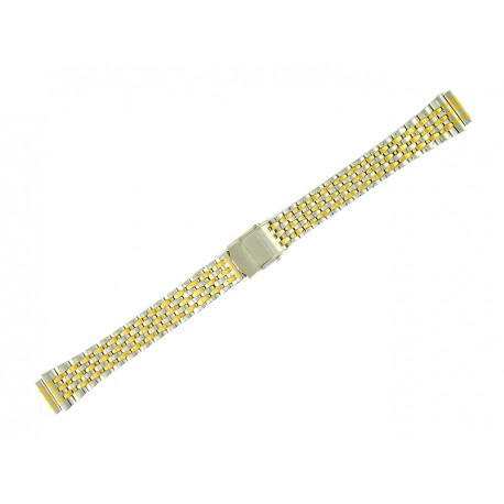 Bracelet de Montre 12mm en Acier Bicolore Boucle Coulissante de Sureté