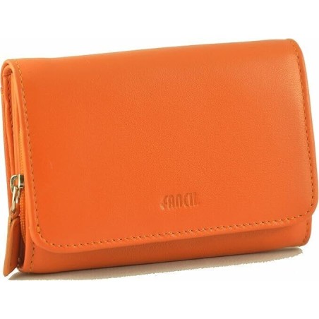 Porte-Monnaie Orange en cuir Véritable