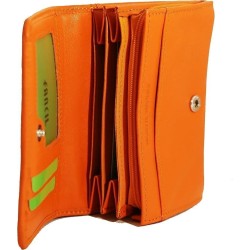 Porte-Monnaie Orange en cuir Véritable