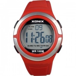 Montre Femme Digital Rouge en Silicone 10 ATM Xonix JO-006