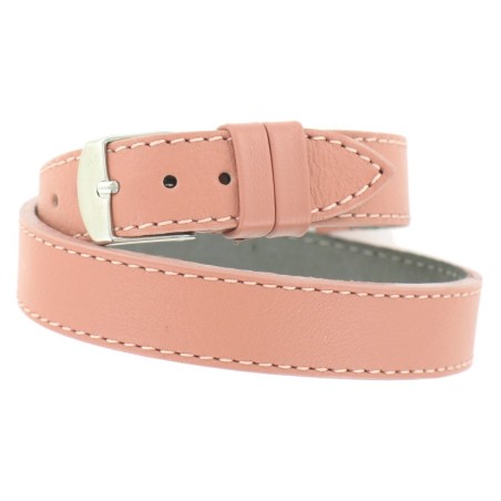 Bracelet de Montre 08mm Rose Double Tour en Cuir de Fabrication Artisanale