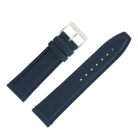 Bracelet Montre 22mm Bleu Marine en Cuir Véritable