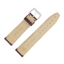 Bracelet Montre 20mm Bordeaux en Cuir Véritable