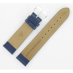 Bracelet de Montre 20mm Bleu en Cuir Véritable