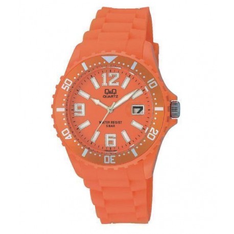 Montre Femme Analogique Quartz Orange en Silicone Q&Q A430J005