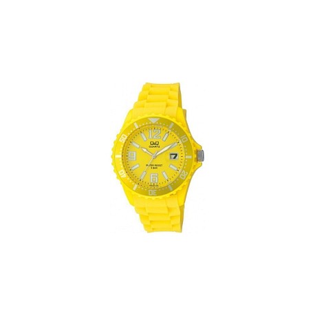 Montre Femme Analogique Quartz Jaune en Silicone Q&Q A430J007