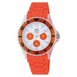 Montre Femme Analogique Quartz Orange en Silicone Q&Q ZA00J005