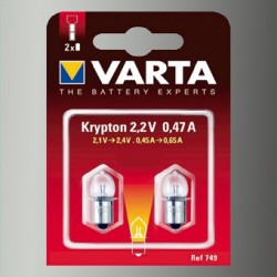 2 Ampoules Lampe Torche Varta Type Krypton Blanche 2,2 Volts 0,47 A-749 - 1