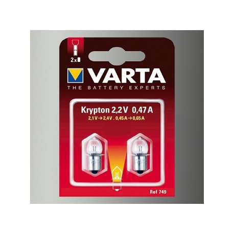 2 Ampoules Lampe Torche Varta Type Krypton Blanche 2,2 Volts 0,47 A-749 - 1