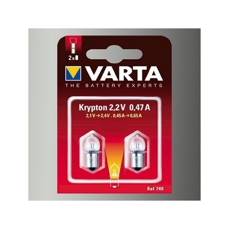 2 Ampoules Lampe Torche Varta Type Krypton Blanche 2,2 Volts 0,47 A-749 - 1