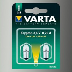 2 Ampoules Lampe Torche Type Krypton Blanche 3,6 Volts 0,8 A-Varta 752 - 1