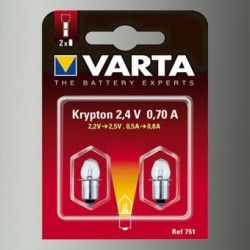 2 Ampoules Lampe Torche Type Krypton Blanche 2,4 Volts 0,7 A-Varta 751 - 1