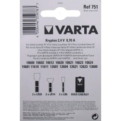 2 Ampoules Lampe Torche Type Krypton Blanche 2,4 Volts 0,7 A-Varta 751 - 2