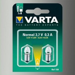 2 Ampoules Lampe Torche Type Normal Blanche 3,7 Volts 0,3 A-Varta 720 - 1