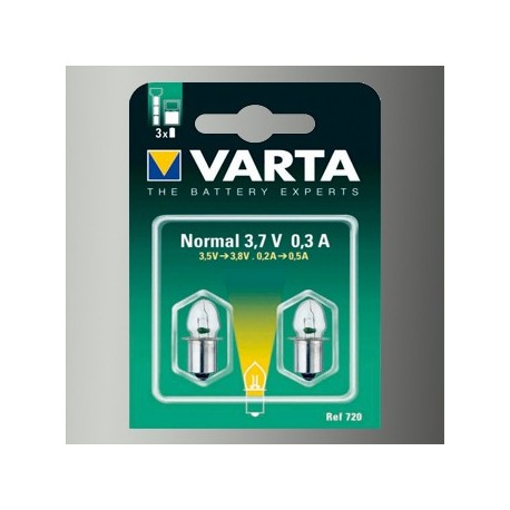 2 Ampoules Lampe Torche Type Normal Blanche 3,7 Volts 0,3 A-Varta 720 - 1