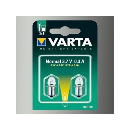 2 Ampoules Lampe Torche Type Normal Blanche 3,7 Volts 0,3 A-Varta 720 - 1