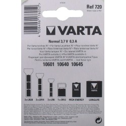 2 Ampoules Lampe Torche Type Normal Blanche 3,7 Volts 0,3 A-Varta 720 - 2