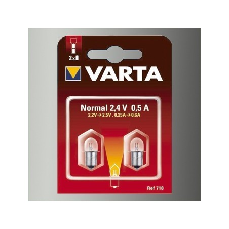 2 Ampoules Lampe Torche Type Normal Blanche 2,4 Volts 0,5 A-Varta 718 - 1