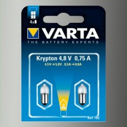 2 Ampoules Lampe Torche Type Krypton Blanche 4,8 Volts 0,75 A-Varta 792 - 1