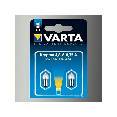 2 Ampoules Lampe Torche Type Krypton Blanche 4,8 Volts 0,75 A-Varta 792 - 1