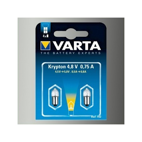 2 Ampoules Lampe Torche Type Krypton Blanche 4,8 Volts 0,75 A-Varta 792 - 1