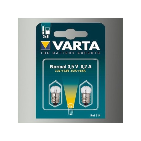 2 Ampoules Lampe Torche Type Normal Blanche 3,5 Volts 0,2 A-Varta 714 - 1