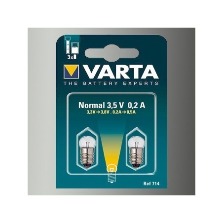 2 Ampoules Lampe Torche Type Normal Blanche 3,5 Volts 0,2 A-Varta 714 - 1