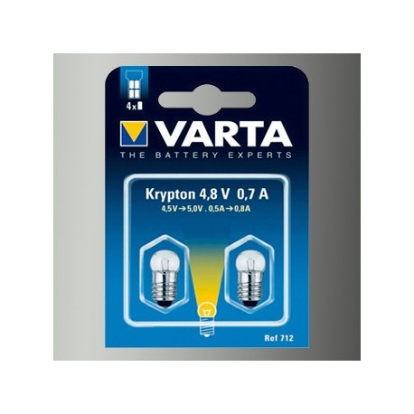 2 Ampoules Lampe Torche Type Krypton Blanche 4,8 Volts 0,7 A-Varta 712 - 1