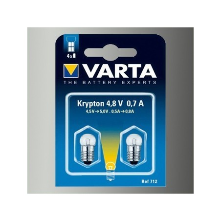 2 Ampoules Lampe Torche Type Krypton Blanche 4,8 Volts 0,7 A-Varta 712 - 1