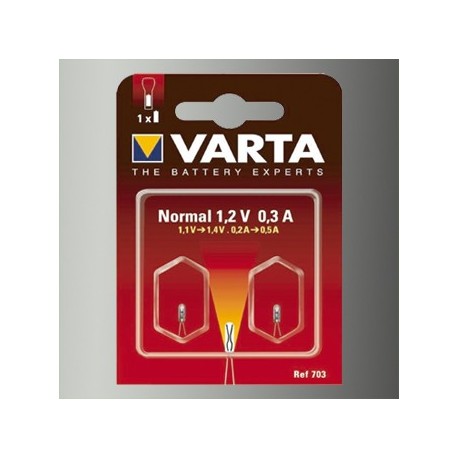 2 Ampoules Lampe Torche Type Normal Blanche 1,2 Volts 0,3 A-Varta 703 - 1