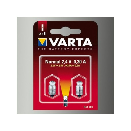 2 Ampoules Lampe Torche Type Normal Blanche 2,4 Volts 0,3 A-Varta 701 - 1