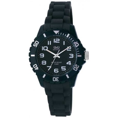 Montre Mixte Analogique Quartz Noir en Silicone Q&Q Z101J001 - 1