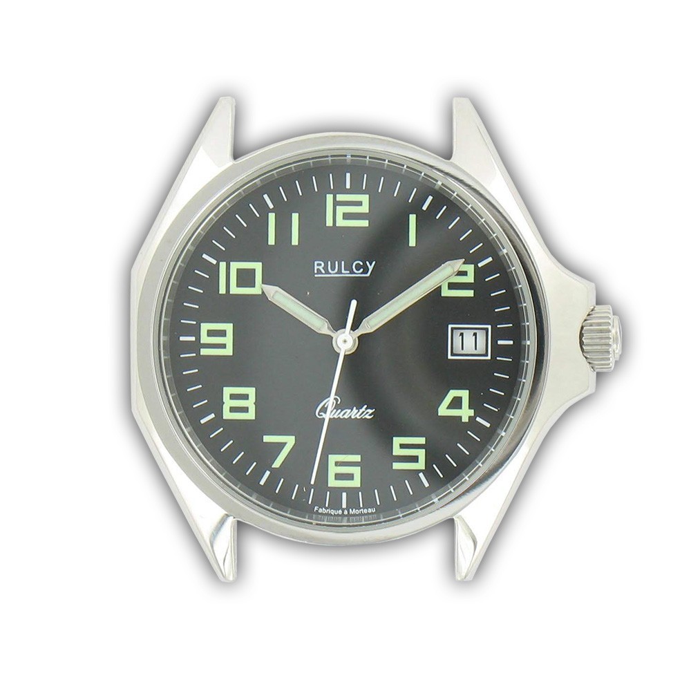 Montre de Travail en Acier Analogique Quartz 3 aiguilles et Dateur Made In France Montre de Travail en Acier Analogique Quartz 3 aiguilles et Dateur Made In France