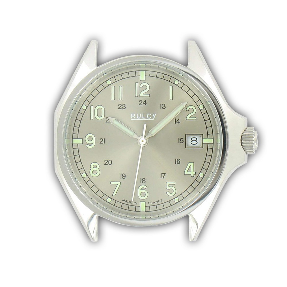 Montre de Travail en Acier Analogique Quartz 3 aiguilles et Dateur Made In France Montre de Travail en Acier Analogique Quartz 3 aiguilles et Dateur Made In France