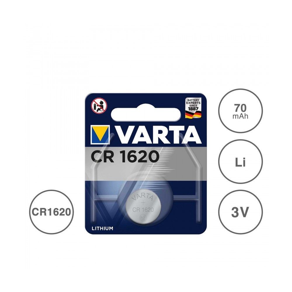 Pile bouton CR1620 Lithium 3 Volts 70 mAh Varta®