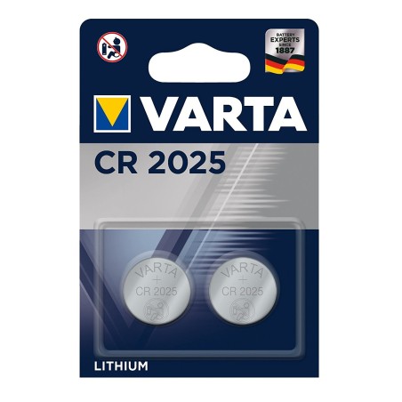 2 Piles Bouton CR2025 Lithium 3Volts 170 mAh Varta