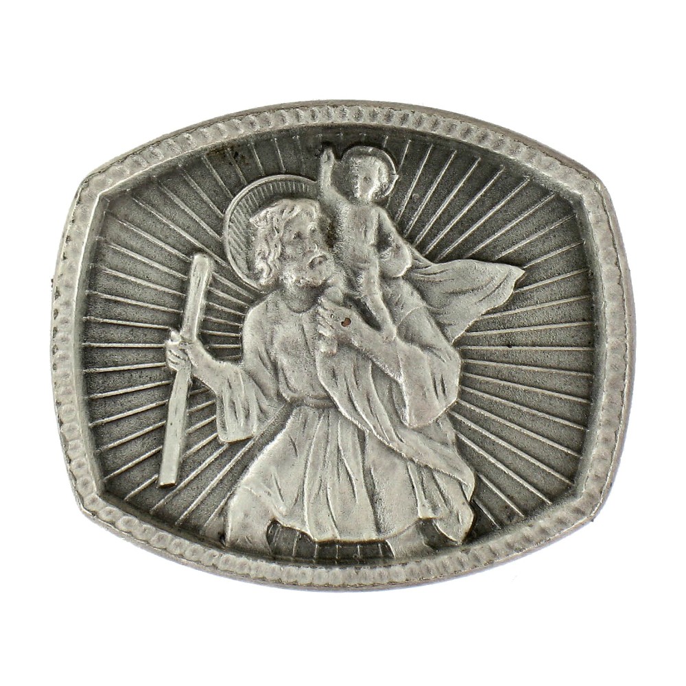 Médaille Magnétique de Saint Christophe Argenté Fabrication Artisanale
