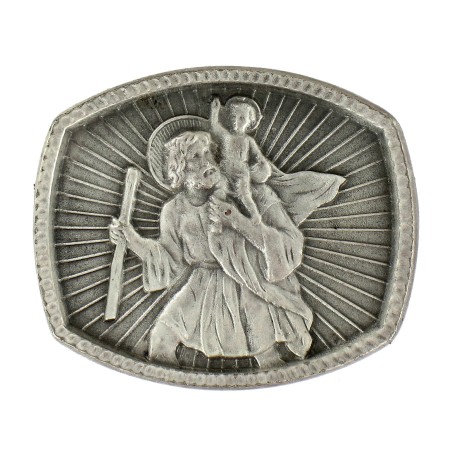 Médaille Magnétique de Saint Christophe Argenté Fabrication Artisanale