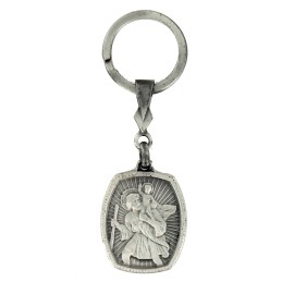 Porte Clés Médaille Argentée de Saint Christophe Fabrication Artisanale