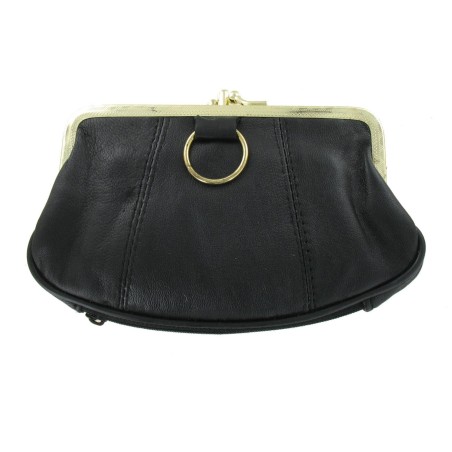 Porte-Feuille Vintage Dame Noir en cuir d'Agneau Véritable