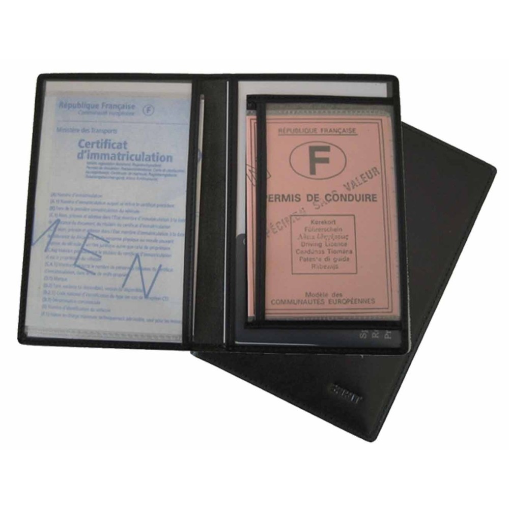 Porte Documents en Cuir Noir Véritable Toril 145x95x5mm