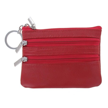 copie de Porte-Monnaie Multi-poches Rouge en Cuir Véritable 110x85x10mm