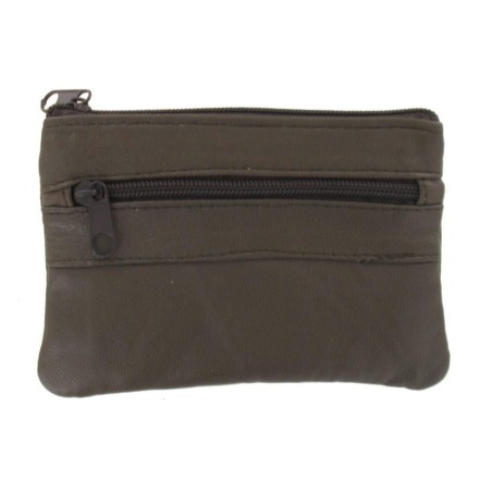 Porte-Monnaie Multi-poches Marron Choco en Cuir Véritable 120x80x10mm