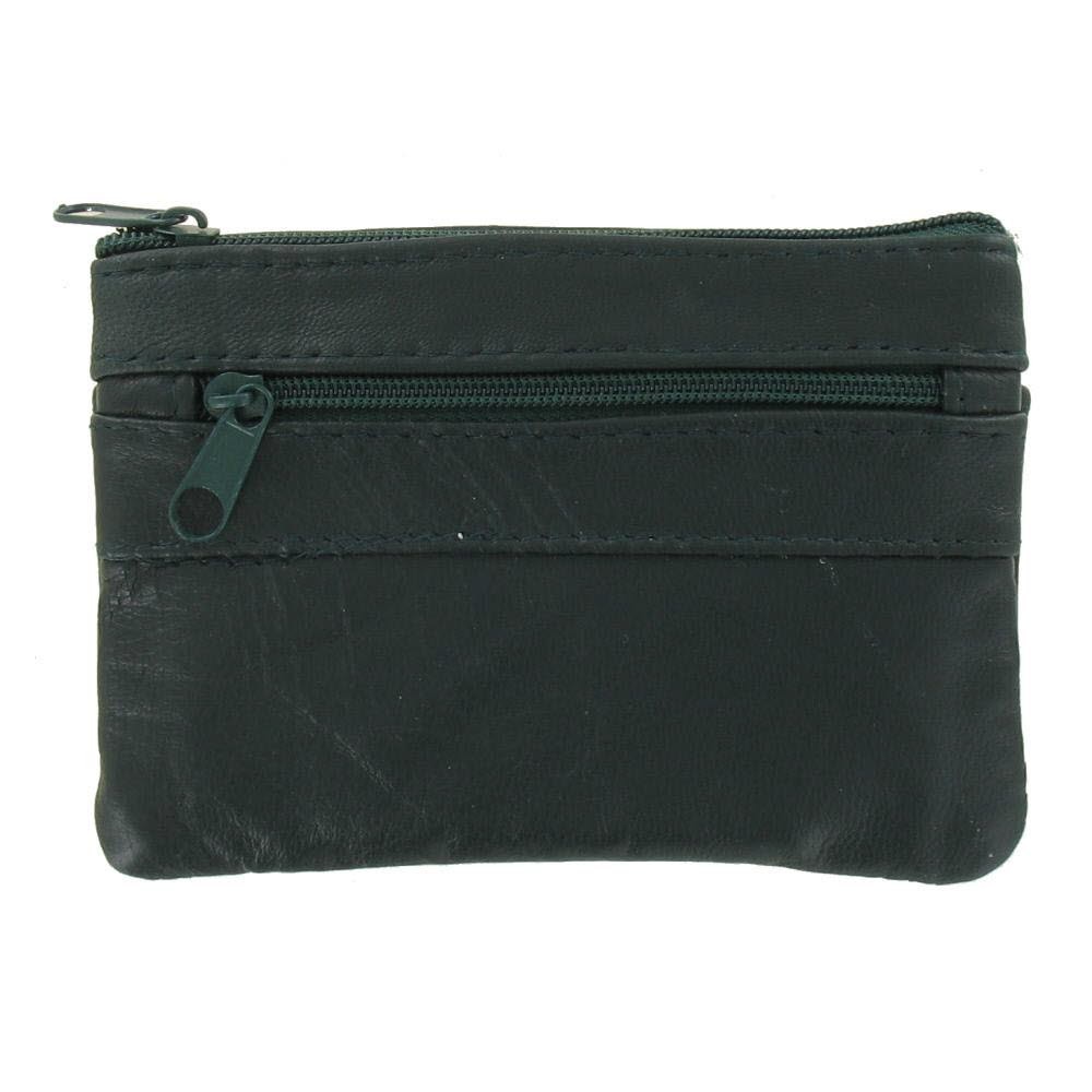 Porte-Monnaie Multi-poches Vert en Cuir Véritable 120x80x10mm