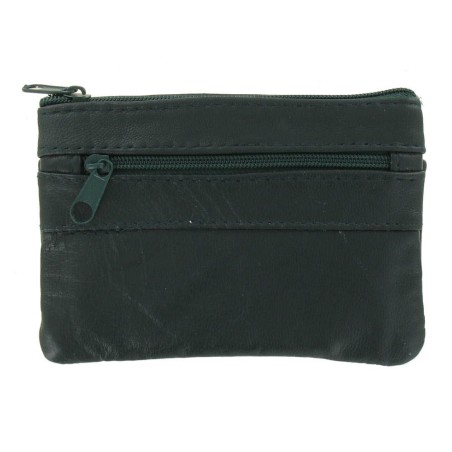 Porte-Monnaie Multi-poches Vert en Cuir Véritable 120x80x10mm