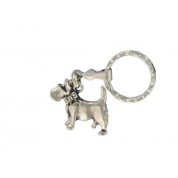 Porte clés chien Fox terrier en métal. Made In France Artisanal