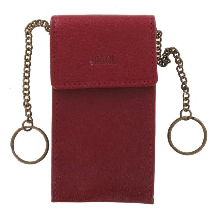 Porte-Clés Rouge Fancil en Cuir Véritable 110x60x15mm