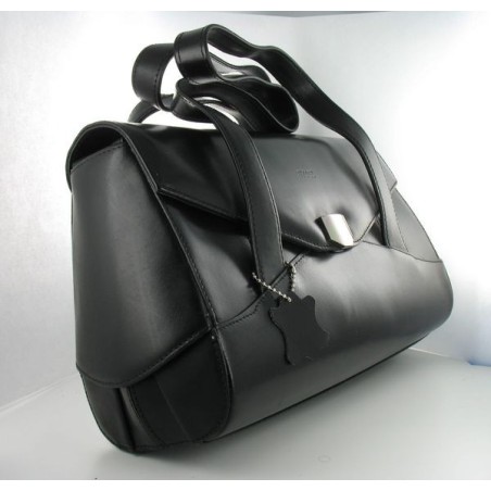 Sac à Main à Bandoulière Noir en Cuir Véritable 300x180x110mm