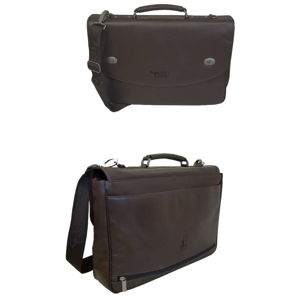 Porte-Document Marron Toril en Cuir Véritable 400x280x80mm